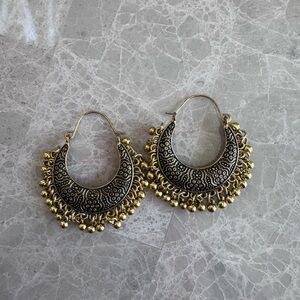Boho Oxidized Hoop Earrings Indian Pakistani Statement Jewelry